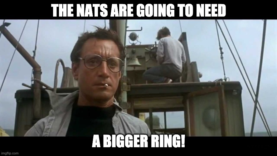 Jaws bigger boat | THE NATS ARE GOING TO NEED; A BIGGER RING! | image tagged in jaws bigger boat | made w/ Imgflip meme maker