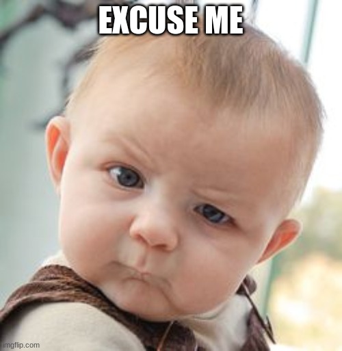 Skeptical Baby Meme | EXCUSE ME | image tagged in memes,skeptical baby | made w/ Imgflip meme maker