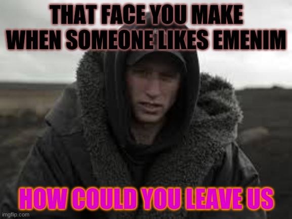 NF Paid My Dues | THAT FACE YOU MAKE WHEN SOMEONE LIKES EMENIM; HOW COULD YOU LEAVE US | image tagged in nf paid my dues | made w/ Imgflip meme maker