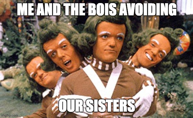 ME AND THE BOIS AVOIDING; OUR SISTERS | image tagged in ommpa loompa da dede | made w/ Imgflip meme maker