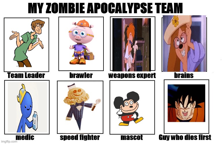 NGL my team is lookin good | image tagged in my zombie apocalypse team | made w/ Imgflip meme maker