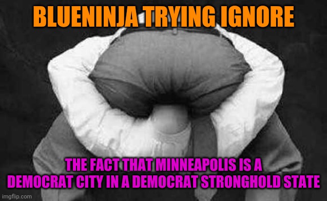 Head up ass  | BLUENINJA TRYING IGNORE THE FACT THAT MINNEAPOLIS IS A DEMOCRAT CITY IN A DEMOCRAT STRONGHOLD STATE | image tagged in head up ass | made w/ Imgflip meme maker