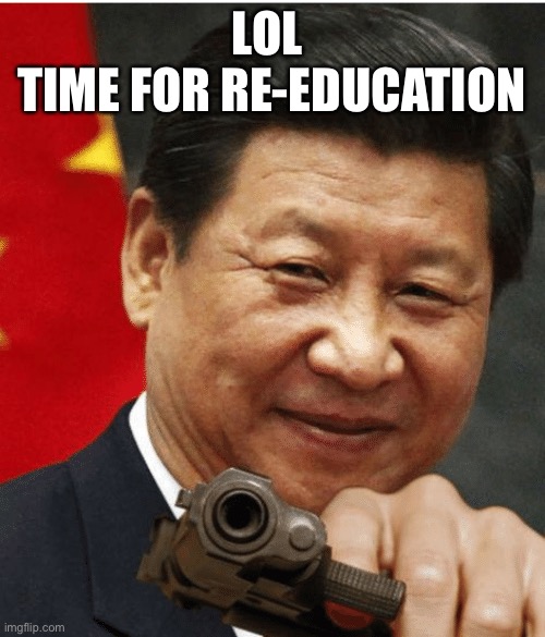 Xi Jinping | LOL 
TIME FOR RE-EDUCATION | image tagged in xi jinping | made w/ Imgflip meme maker