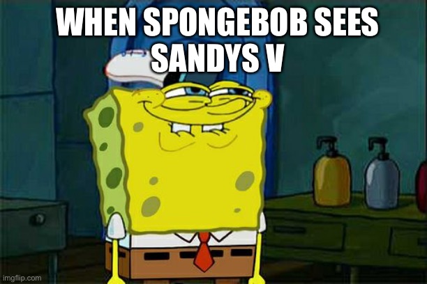 Spongebob pervert mode | WHEN SPONGEBOB SEES
SANDYS V | image tagged in memes | made w/ Imgflip meme maker