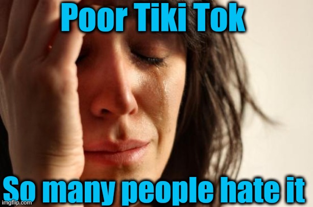 First World Problems Meme | Poor Tiki Tok So many people hate it | image tagged in memes,first world problems | made w/ Imgflip meme maker