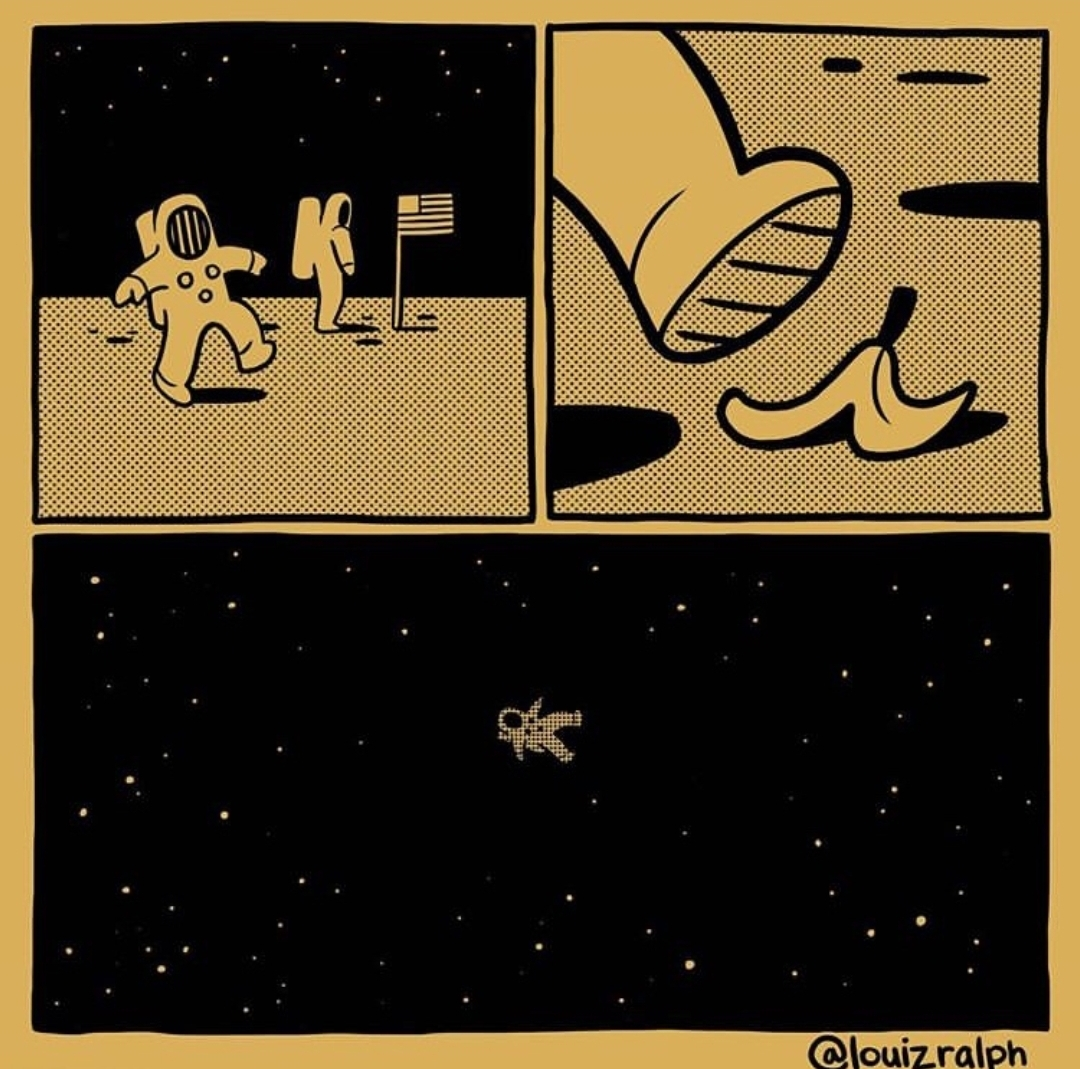 Astronaut slips on banana Blank Meme Template