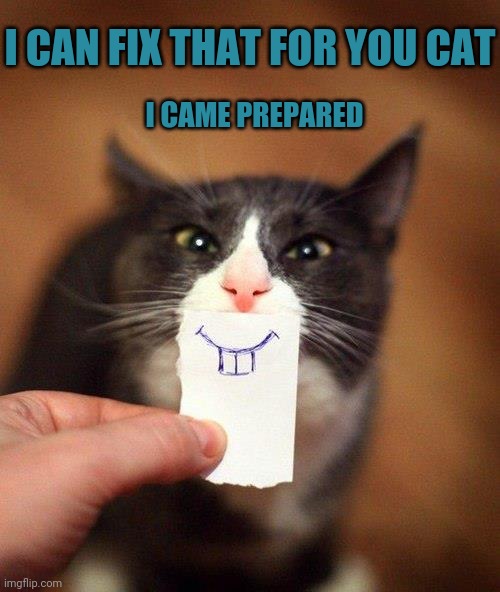 I CAN FIX THAT FOR YOU CAT I CAME PREPARED | made w/ Imgflip meme maker