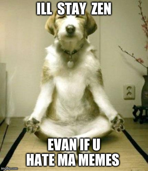 Inner Peace Dog | ILL  STAY  ZEN; EVAN IF U HATE MA MEMES | image tagged in inner peace dog | made w/ Imgflip meme maker