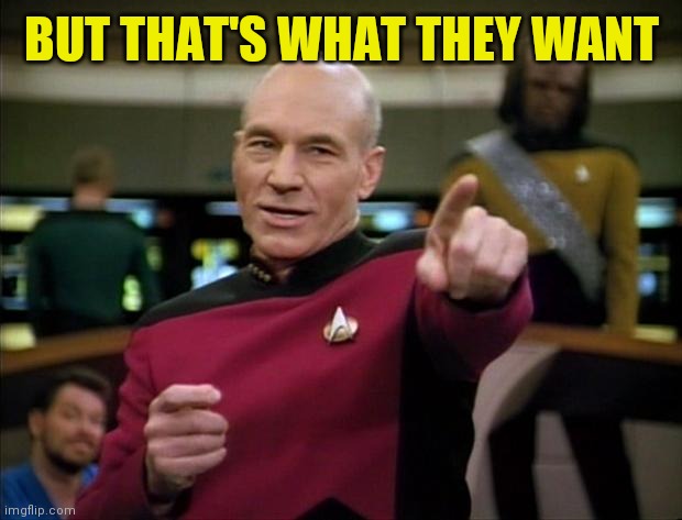 Picard | BUT THAT'S WHAT THEY WANT | image tagged in picard | made w/ Imgflip meme maker