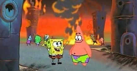 Spongebob Patrick Fire Blank Meme Template