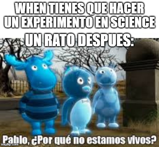 pablo Porque No estamos Vivos | WHEN TIENES QUE HACER UN EXPERIMENTO EN SCIENCE; UN RATO DESPUES: | image tagged in pablo porque no estamos vivos | made w/ Imgflip meme maker