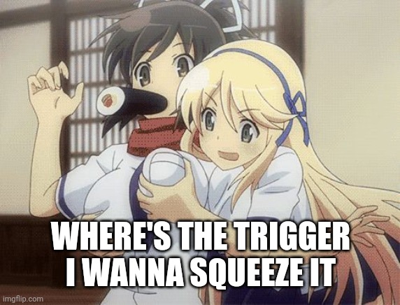 BOOB SQUEEZE | WHERE'S THE TRIGGER
I WANNA SQUEEZE IT | image tagged in boob squeeze | made w/ Imgflip meme maker