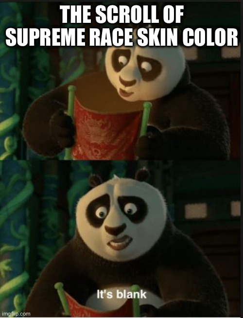 Its Blank | THE SCROLL OF SUPREME RACE SKIN COLOR | image tagged in its blank,meme,racism | made w/ Imgflip meme maker