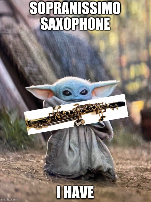 BABY YODA TEA | SOPRANISSIMO SAXOPHONE; I HAVE | image tagged in baby yoda tea | made w/ Imgflip meme maker