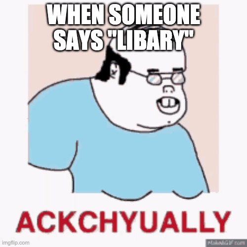 when people say things wrong too much lol | WHEN SOMEONE SAYS "LIBARY" | image tagged in yeet,well yes but actually no,acually,ok boomer,i am smort | made w/ Imgflip meme maker