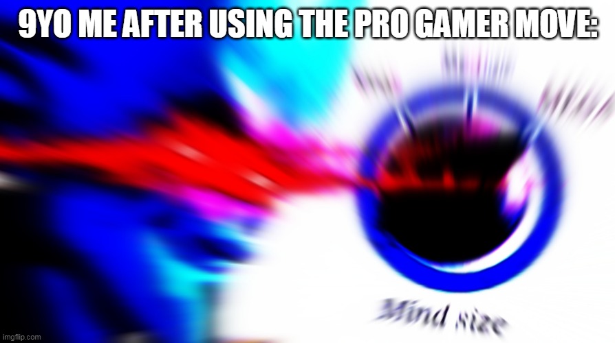 Mega mind size | 9YO ME AFTER USING THE PRO GAMER MOVE: | image tagged in mega mind size | made w/ Imgflip meme maker