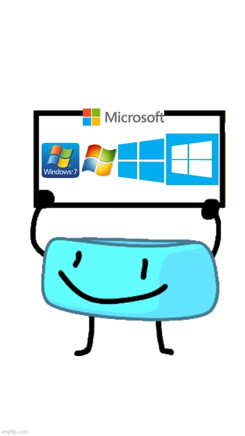 Braceletey holds Microsoft Windows Logos | image tagged in braceletey bfb,windows 7,windows 8,windows 10,microsoft | made w/ Imgflip meme maker