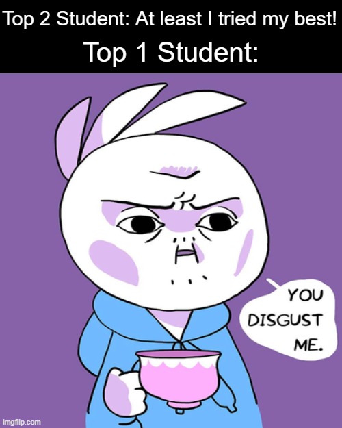 Just for Fun! | Top 2 Student: At least I tried my best! Top 1 Student: | image tagged in memes | made w/ Imgflip meme maker