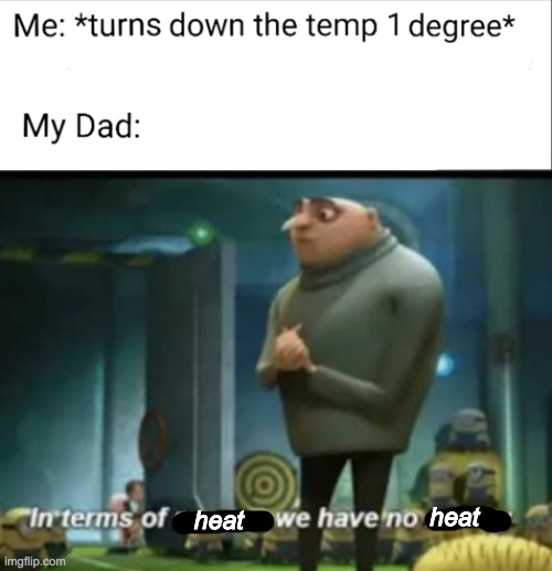 heat; heat | image tagged in in terms of money | made w/ Imgflip meme maker
