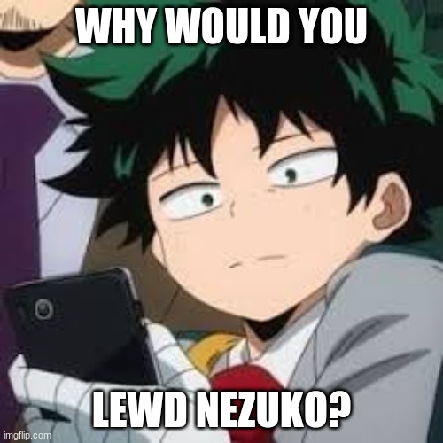 Deku dissapointed | WHY WOULD YOU; LEWD NEZUKO? | image tagged in deku dissapointed | made w/ Imgflip meme maker