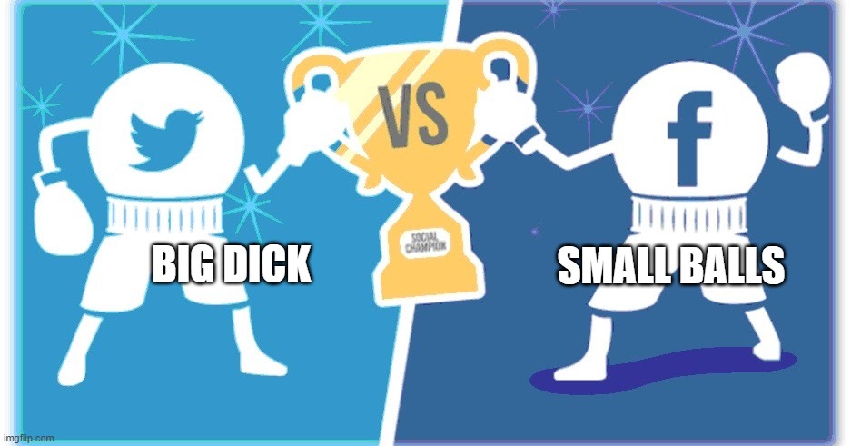 WHO YA GOT?!?! | SMALL BALLS; BIG DICK | image tagged in twitter,trump twitter,facebook | made w/ Imgflip meme maker