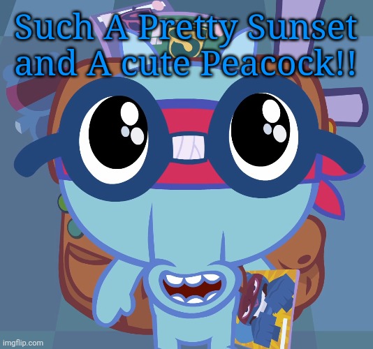 Sniffles's Cute Eyes (HTF) | Such A Pretty Sunset and A cute Peacock!! | image tagged in sniffles's cute eyes htf | made w/ Imgflip meme maker