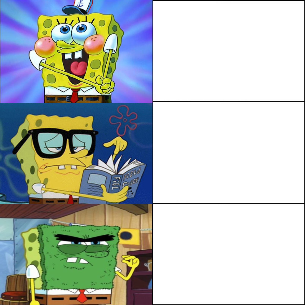 Dumb, Smart and Evil Spongebob Blank Meme Template