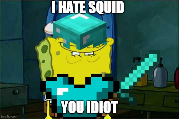 Stupid squid |  I HATE SQUID; YOU IDIOT | image tagged in funny memes | made w/ Imgflip meme maker