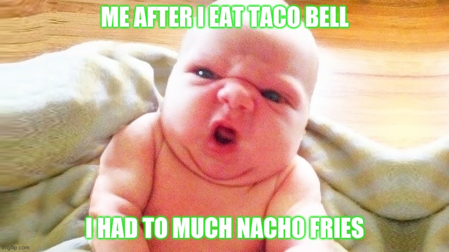 me after i eat taco bell |  ME AFTER I EAT TACO BELL; I HAD TO MUCH NACHO FRIES | image tagged in funny memes | made w/ Imgflip meme maker