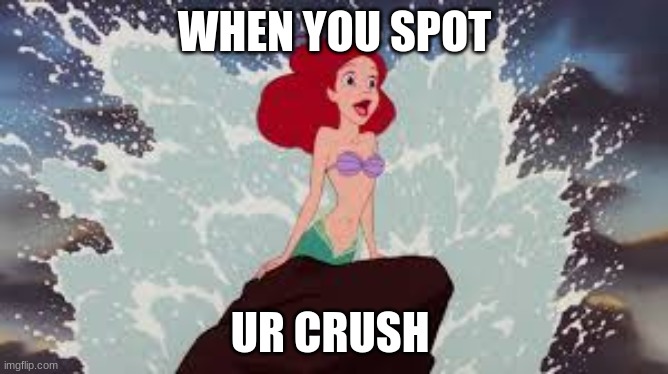 Little Mermaid | WHEN YOU SPOT; UR CRUSH | image tagged in little mermaid | made w/ Imgflip meme maker