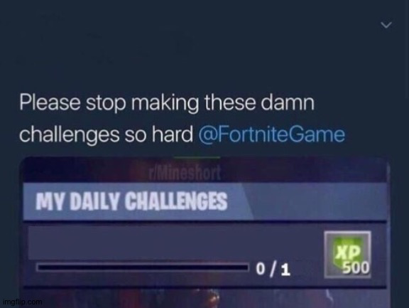 High Quality Stop making these challenges so hard fortnite Blank Meme Template