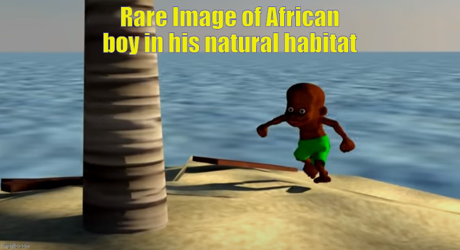 Rare image | Rare Image of African boy in his natural habitat | image tagged in coconul | made w/ Imgflip meme maker