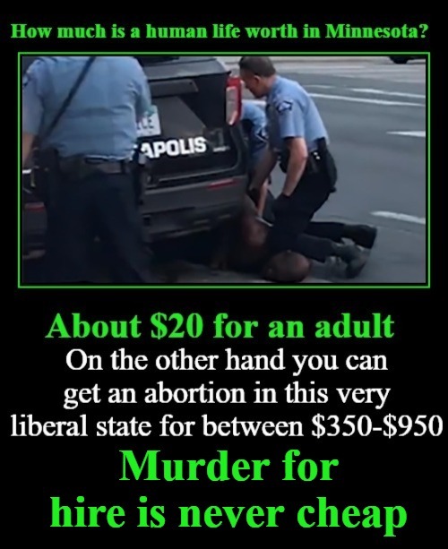 How much is a human life worth in Minnesota? | image tagged in minnesota,murder most foul,abortion is murder,life and death,democratic socialism,morality | made w/ Imgflip meme maker