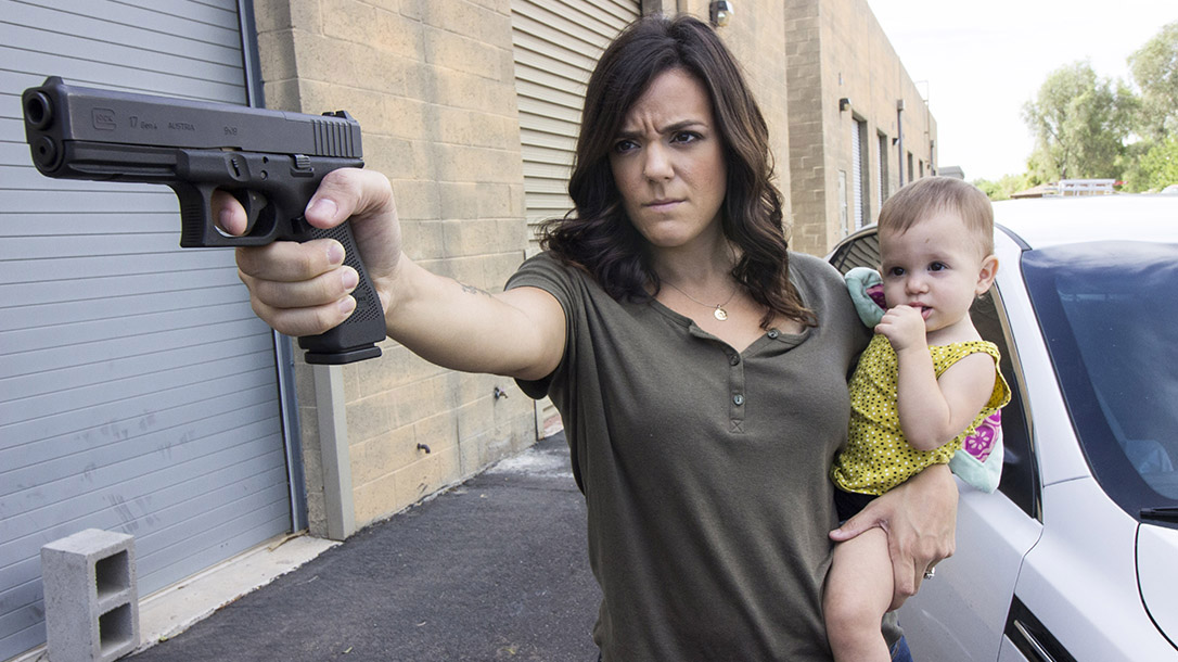 High Quality Mother Woman Self-Defense gun Blank Meme Template