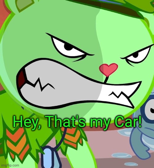 Angry Flippy (HTF) | Hey, That's my Car! | image tagged in angry flippy htf | made w/ Imgflip meme maker