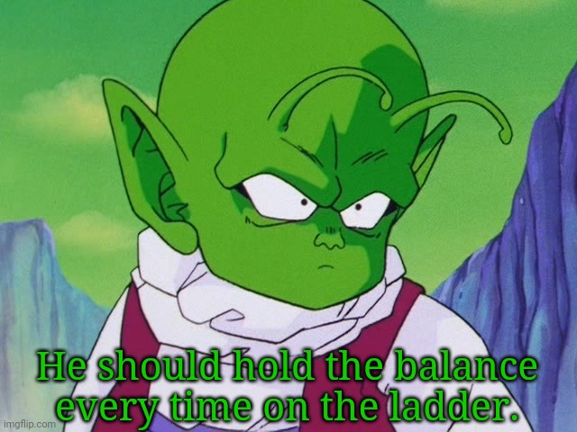Quoter Dende (DBZ) | He should hold the balance every time on the ladder. | image tagged in quoter dende dbz | made w/ Imgflip meme maker