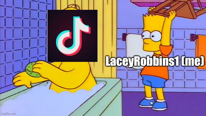 bart hitting homer with a chair | LaceyRobbins1 (me) | image tagged in bart hitting homer with a chair | made w/ Imgflip meme maker