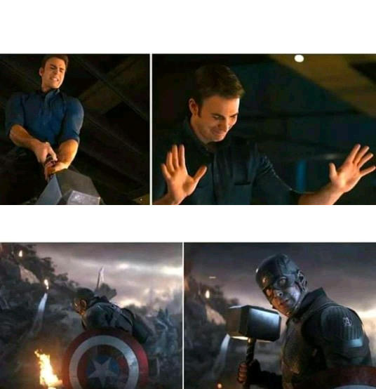 High Quality Captain america struggles then summons thor's hammer Blank Meme Template