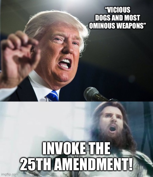 “VICIOUS DOGS AND MOST OMINOUS WEAPONS”; INVOKE THE 25TH AMENDMENT! | image tagged in kraken,donald trump | made w/ Imgflip meme maker