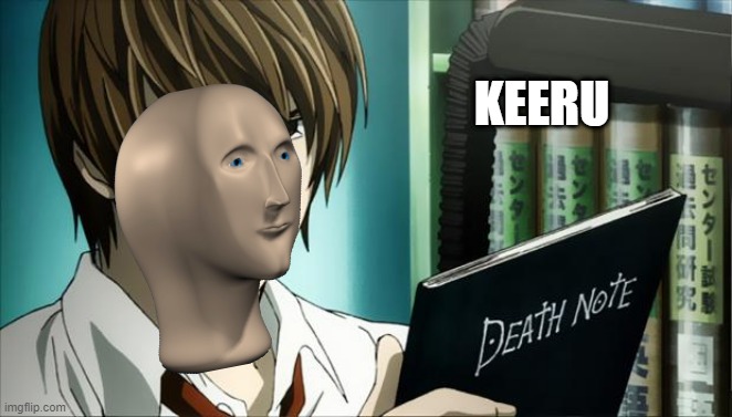 Meme man is about to purge some criminals | KEERU | image tagged in death note | made w/ Imgflip meme maker