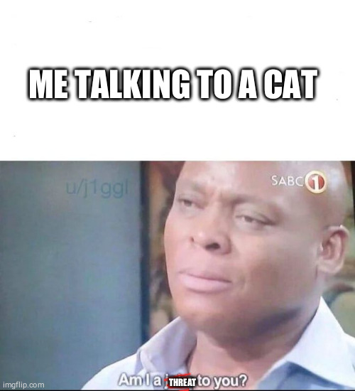 am I a joke to you | ME TALKING TO A CAT; THREAT | image tagged in am i a joke to you | made w/ Imgflip meme maker