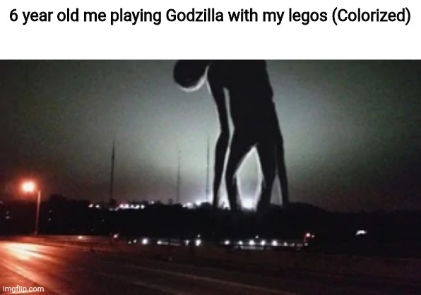 Breaking news | 6 year old me playing Godzilla with my legos (Colorized) | image tagged in breaking news | made w/ Imgflip meme maker