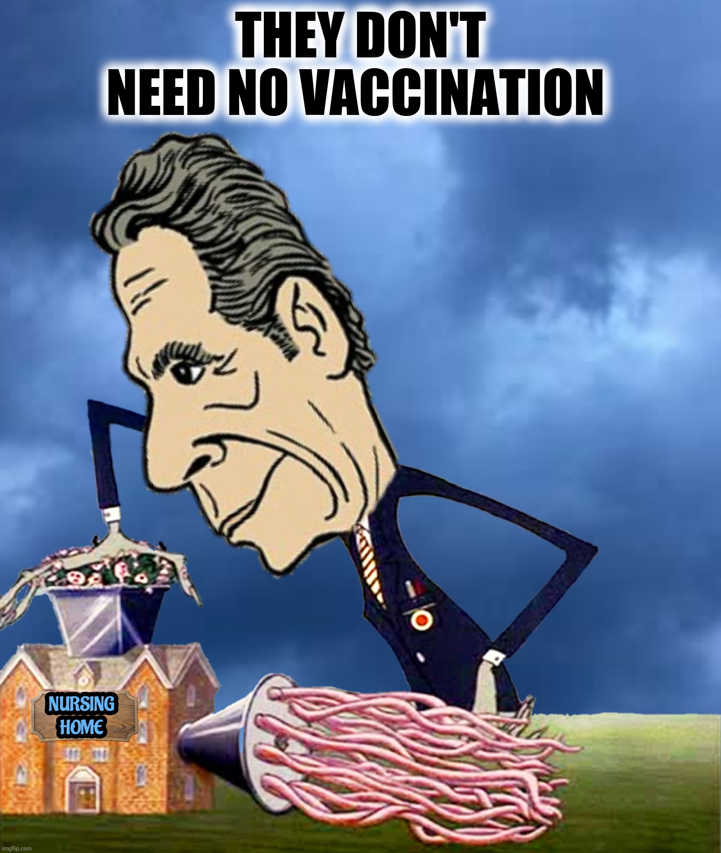 Bad Photoshop Sunday presents:  "Tell me is something eluding you, Sunshine?  Is this not what you expected to see? | THEY DON'T NEED NO VACCINATION | image tagged in bad photoshop sunday,andrew cuomo,the wall,in the flesh | made w/ Imgflip meme maker