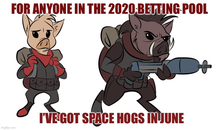 Space hogs | FOR ANYONE IN THE 2020 BETTING POOL; I’VE GOT SPACE HOGS IN JUNE | image tagged in 2020,space hogs | made w/ Imgflip meme maker