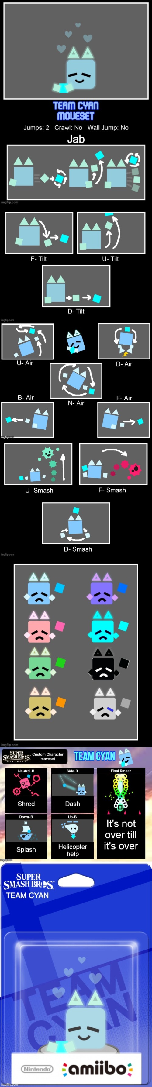 Team Cyan Moveset. Featuring incredible range! (Inspired by Dream's post) | made w/ Imgflip meme maker