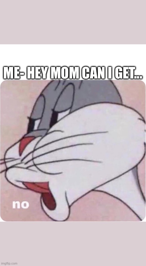 Bugs Bunny No | ME- HEY MOM CAN I GET... | image tagged in bugs bunny no | made w/ Imgflip meme maker