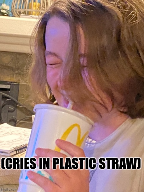 (CRIES IN PLASTIC STRAW) | image tagged in comedy,plastic straws,funny memes,stupidity,random | made w/ Imgflip meme maker