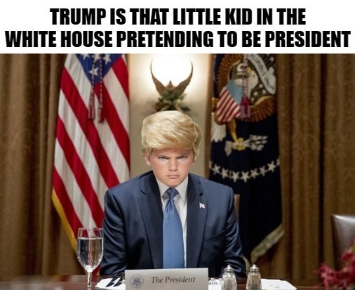 Trump Little Kid Playing President Blank Meme Template
