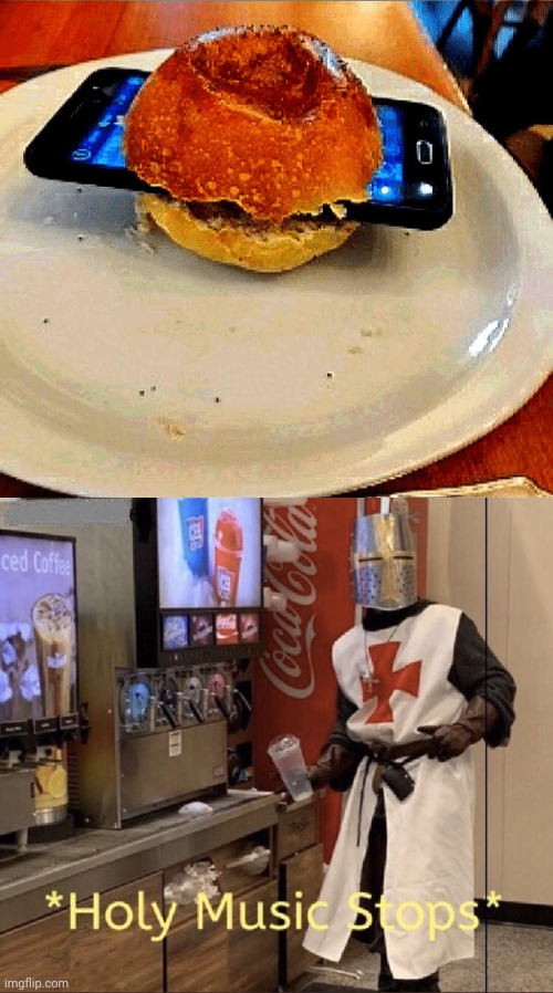 The iphone burger | image tagged in holy music stops,funny,cursed image,memes,iphone,burger | made w/ Imgflip meme maker