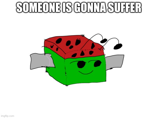 m | SOMEONE IS GONNA SUFFER | image tagged in melon | made w/ Imgflip meme maker